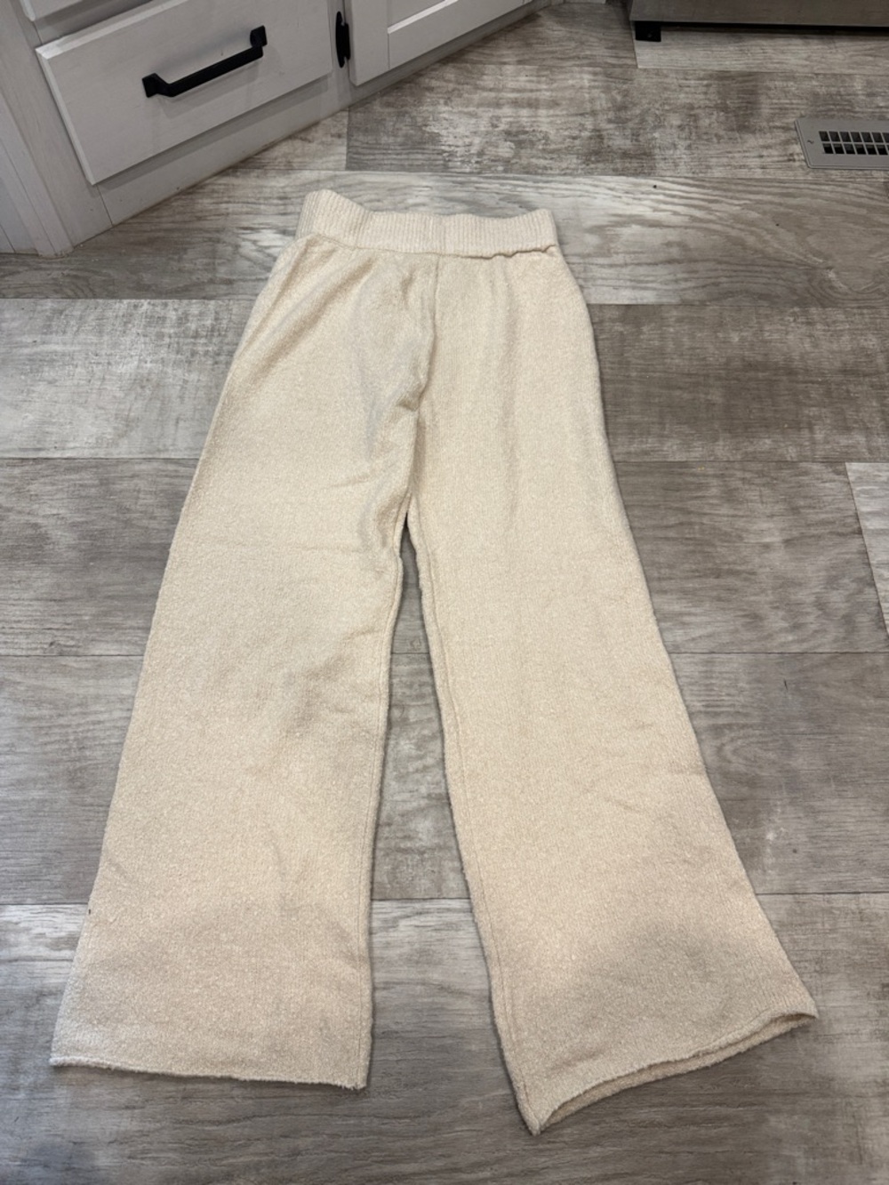 Cozy Cream Wide-Leg Knit Pants